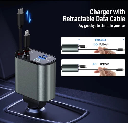 4 IN 1 Retractable Car Phone Charger