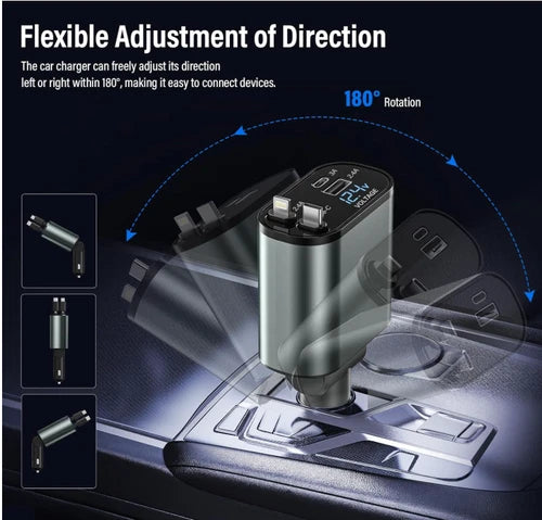4 IN 1 Retractable Car Phone Charger