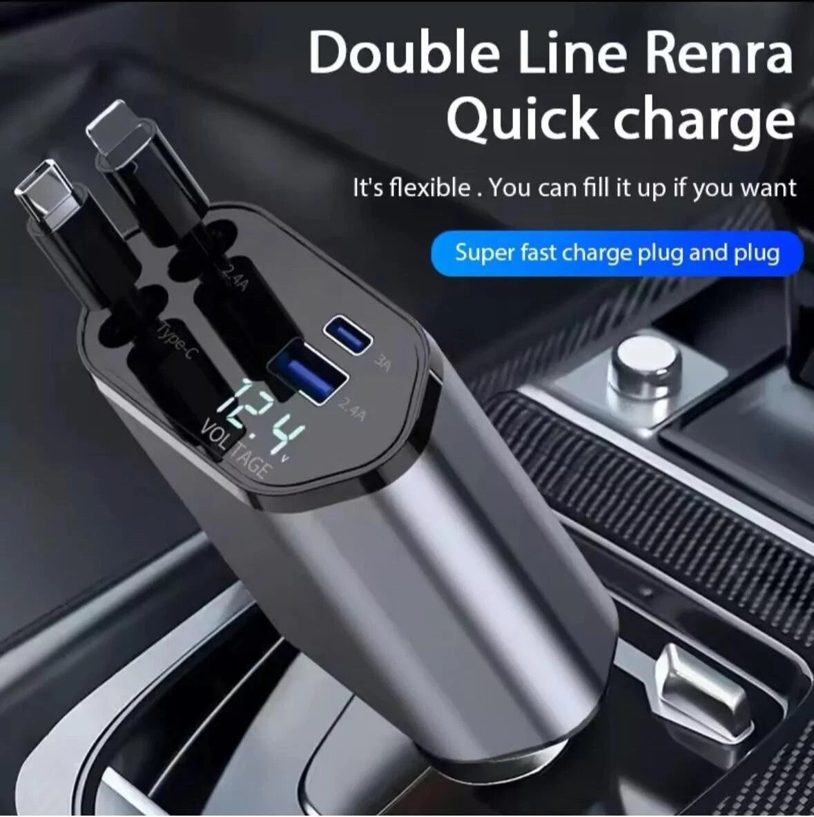 4 IN 1 Retractable Car Phone Charger